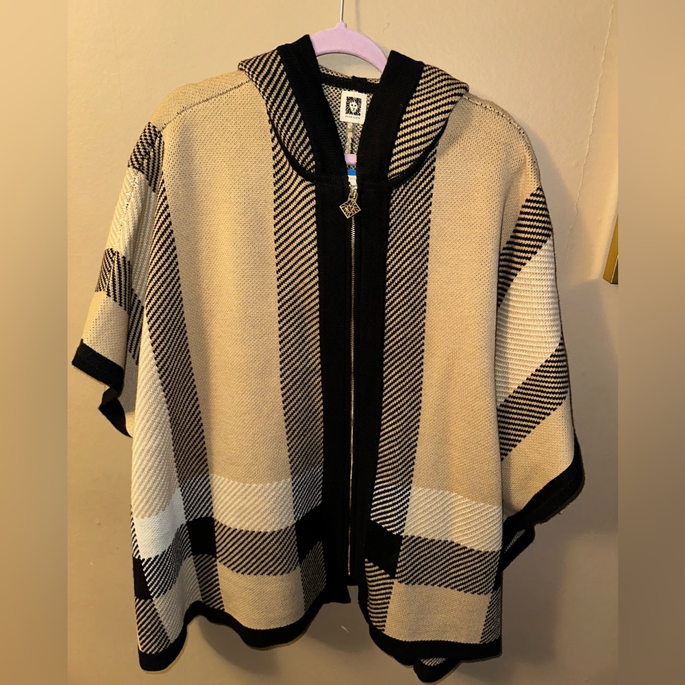 Anne Klein plaid poncho